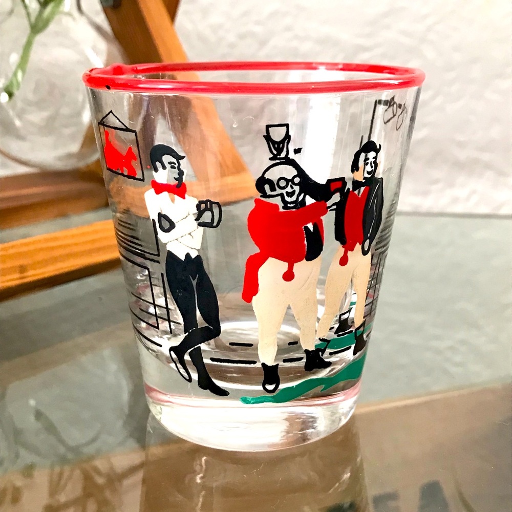 Libbey Glass Pickwick Holiday Merrymakers 6-1/2 oz. Old Fashioned Glass 1947 MCM